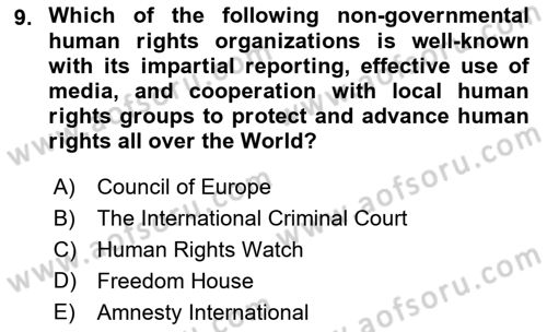 International Politics Dersi 2022 - 2023 Yılı Yaz Okulu Sınav Soruları 9. Soru