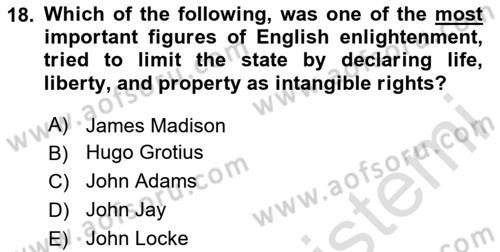 International Politics Dersi 2023 - 2024 Yılı (Vize) Ara Sınav Soruları 18. Soru