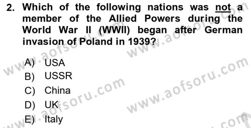 International Politics Dersi 2023 - 2024 Yılı (Vize) Ara Sınav Soruları 2. Soru