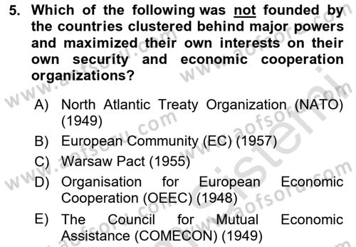 International Politics Dersi 2023 - 2024 Yılı (Vize) Ara Sınav Soruları 5. Soru