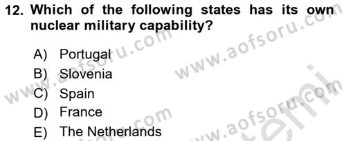 International Politics Dersi 2023 - 2024 Yılı (Final) Dönem Sonu Sınav Soruları 12. Soru