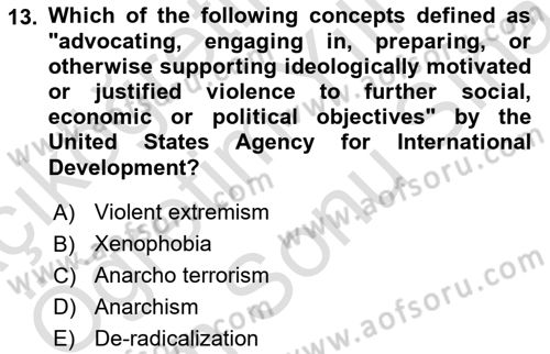 International Politics Dersi 2023 - 2024 Yılı (Final) Dönem Sonu Sınav Soruları 13. Soru