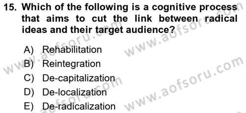 International Politics Dersi 2023 - 2024 Yılı (Final) Dönem Sonu Sınav Soruları 15. Soru