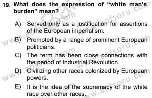 International Politics Dersi 2023 - 2024 Yılı (Final) Dönem Sonu Sınav Soruları 19. Soru