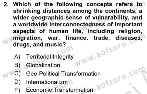 International Politics Dersi 2023 - 2024 Yılı (Final) Dönem Sonu Sınav Soruları 2. Soru