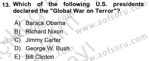 International Politics Dersi 2023 - 2024 Yılı Yaz Okulu Sınav Soruları 13. Soru