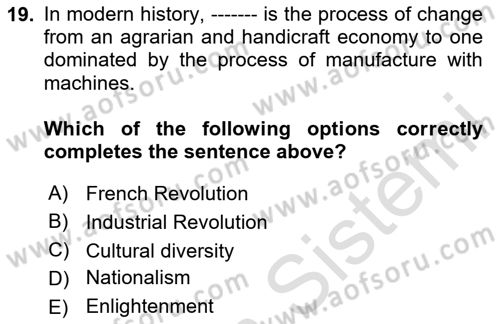 International Politics Dersi 2023 - 2024 Yılı Yaz Okulu Sınav Soruları 19. Soru