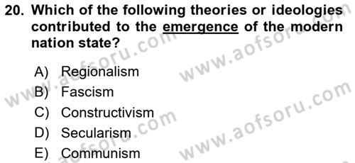 International Politics Dersi 2023 - 2024 Yılı Yaz Okulu Sınav Soruları 20. Soru