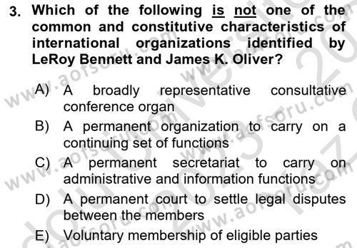 International Politics Dersi 2023 - 2024 Yılı Yaz Okulu Sınav Soruları 3. Soru