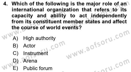 International Politics Dersi 2023 - 2024 Yılı Yaz Okulu Sınav Soruları 4. Soru