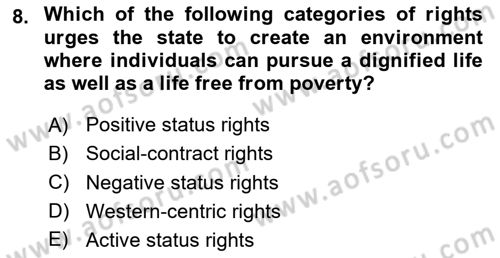 International Politics Dersi 2023 - 2024 Yılı Yaz Okulu Sınav Soruları 8. Soru