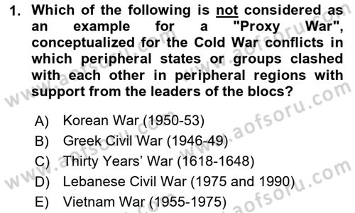 International Politics Dersi 2024 - 2025 Yılı (Vize) Ara Sınav Soruları 1. Soru
