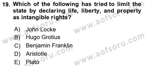 International Politics Dersi 2024 - 2025 Yılı (Vize) Ara Sınav Soruları 19. Soru