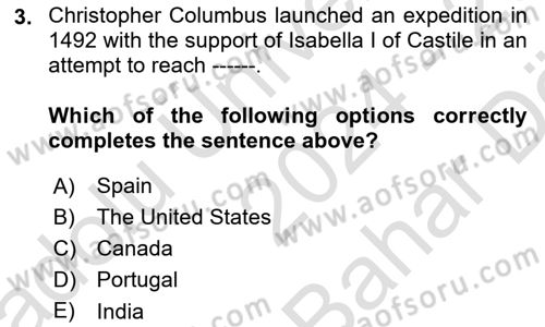 International Politics Dersi 2024 - 2025 Yılı (Vize) Ara Sınav Soruları 3. Soru