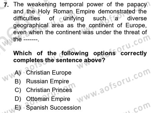 International Politics Dersi 2024 - 2025 Yılı (Vize) Ara Sınav Soruları 7. Soru