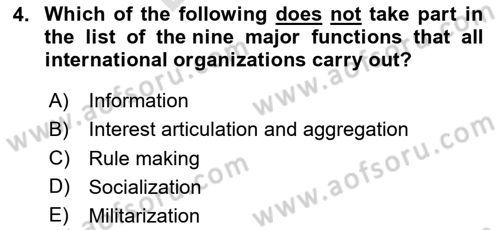 International Politics Dersi 2024 - 2025 Yılı (Final) Dönem Sonu Sınav Soruları 4. Soru