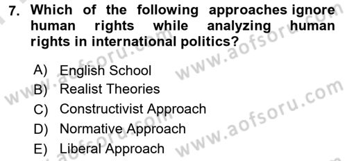 International Politics Dersi 2024 - 2025 Yılı (Final) Dönem Sonu Sınav Soruları 7. Soru