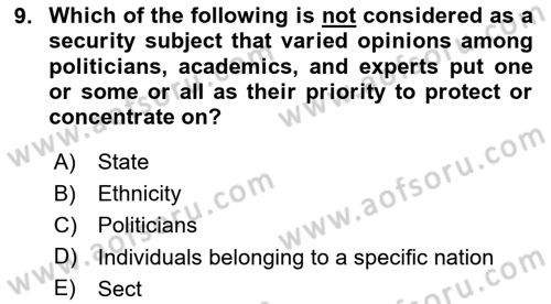 International Politics Dersi 2024 - 2025 Yılı (Final) Dönem Sonu Sınav Soruları 9. Soru