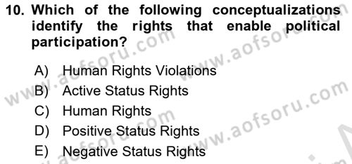 International Politics Dersi 2024 - 2025 Yılı Yaz Okulu Sınav Soruları 10. Soru