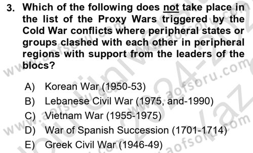 International Politics Dersi 2024 - 2025 Yılı Yaz Okulu Sınav Soruları 3. Soru