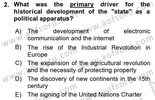 International Politics Dersi 2025 - 2026 Yılı (Vize) Ara Sınav Soruları 2. Soru
