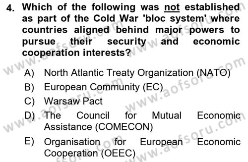 International Politics Dersi 2025 - 2026 Yılı (Vize) Ara Sınav Soruları 4. Soru