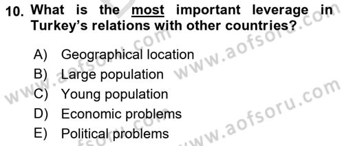 Diplomacy Dersi 2021 - 2022 Yılı (Final) Dönem Sonu Sınav Soruları 10. Soru