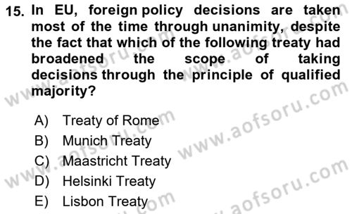 Diplomacy Dersi 2021 - 2022 Yılı (Final) Dönem Sonu Sınav Soruları 15. Soru