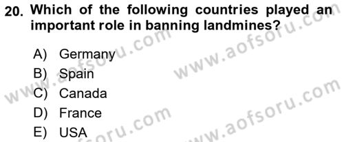 Diplomacy Dersi 2021 - 2022 Yılı (Final) Dönem Sonu Sınav Soruları 20. Soru