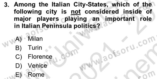 Diplomacy Dersi 2021 - 2022 Yılı (Final) Dönem Sonu Sınav Soruları 3. Soru