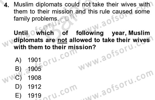 Diplomacy Dersi 2021 - 2022 Yılı (Final) Dönem Sonu Sınav Soruları 4. Soru