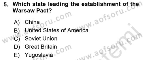 Diplomacy Dersi 2021 - 2022 Yılı (Final) Dönem Sonu Sınav Soruları 5. Soru