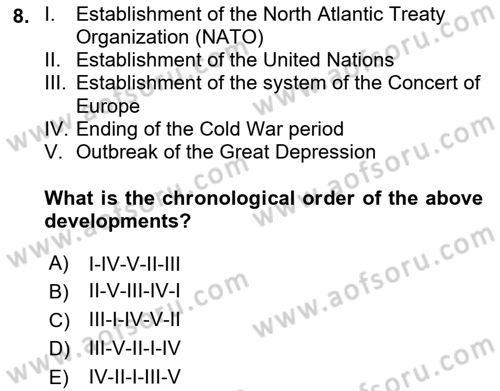 Diplomacy Dersi 2021 - 2022 Yılı (Final) Dönem Sonu Sınav Soruları 8. Soru