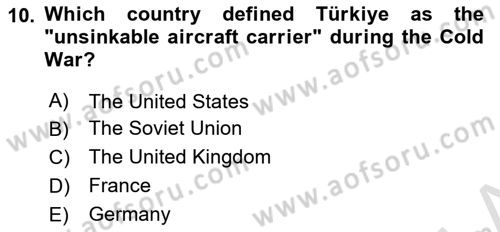 Diplomacy Dersi 2023 - 2024 Yılı (Final) Dönem Sonu Sınav Soruları 10. Soru