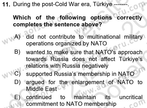 Diplomacy Dersi 2023 - 2024 Yılı (Final) Dönem Sonu Sınav Soruları 11. Soru