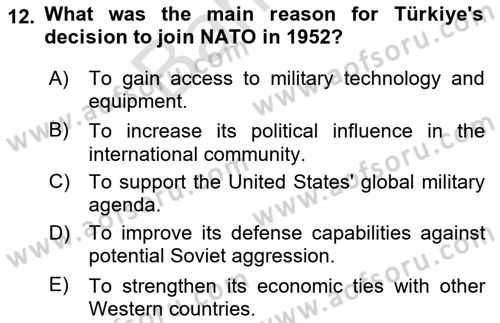 Diplomacy Dersi 2023 - 2024 Yılı (Final) Dönem Sonu Sınav Soruları 12. Soru