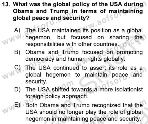 Diplomacy Dersi 2023 - 2024 Yılı (Final) Dönem Sonu Sınav Soruları 13. Soru