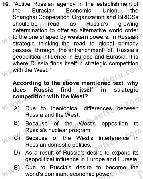 Diplomacy Dersi 2023 - 2024 Yılı (Final) Dönem Sonu Sınav Soruları 16. Soru