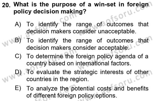 Diplomacy Dersi 2023 - 2024 Yılı (Final) Dönem Sonu Sınav Soruları 20. Soru