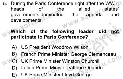 Diplomacy Dersi 2023 - 2024 Yılı (Final) Dönem Sonu Sınav Soruları 5. Soru
