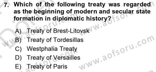 Diplomacy Dersi 2023 - 2024 Yılı (Final) Dönem Sonu Sınav Soruları 7. Soru