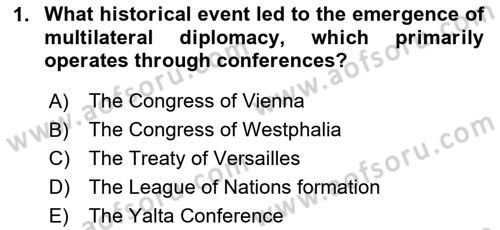 Diplomacy Dersi 2024 - 2025 Yılı (Vize) Ara Sınav Soruları 1. Soru