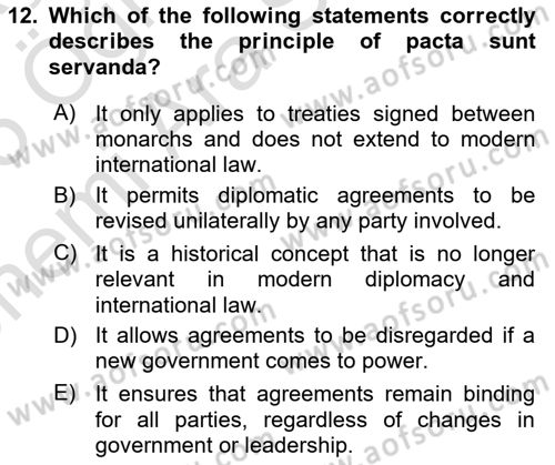 Diplomacy Dersi 2024 - 2025 Yılı (Vize) Ara Sınav Soruları 12. Soru