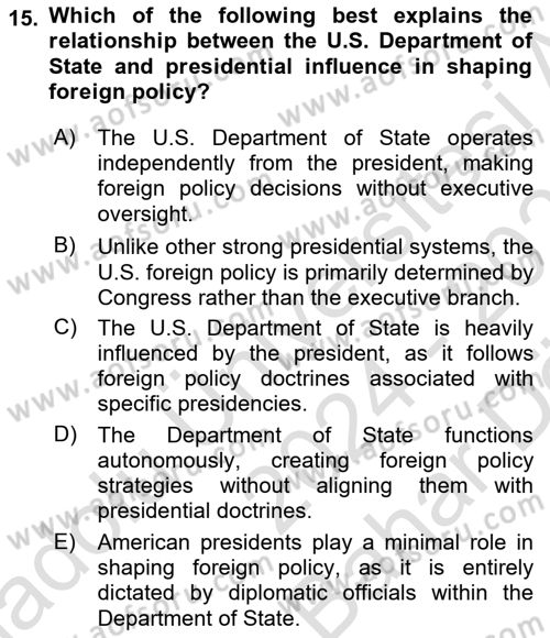 Diplomacy Dersi 2024 - 2025 Yılı (Vize) Ara Sınav Soruları 15. Soru