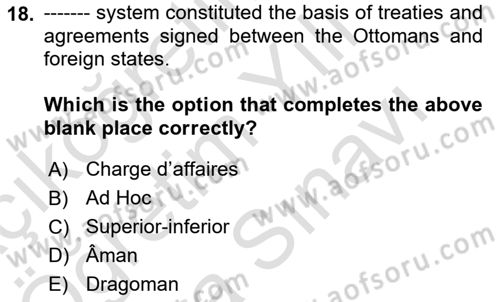 Diplomacy Dersi 2024 - 2025 Yılı (Vize) Ara Sınav Soruları 18. Soru