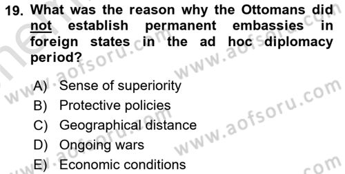 Diplomacy Dersi 2024 - 2025 Yılı (Vize) Ara Sınav Soruları 19. Soru