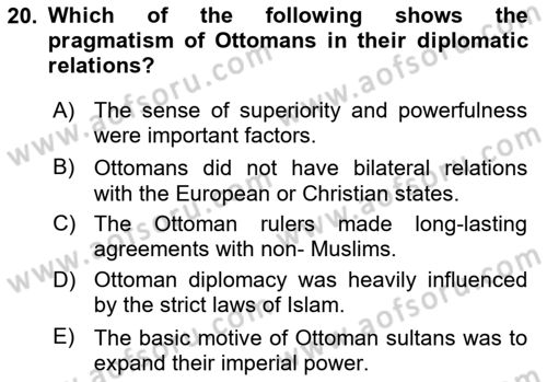 Diplomacy Dersi 2024 - 2025 Yılı (Vize) Ara Sınav Soruları 20. Soru