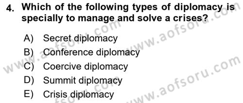 Diplomacy Dersi 2024 - 2025 Yılı (Vize) Ara Sınav Soruları 4. Soru