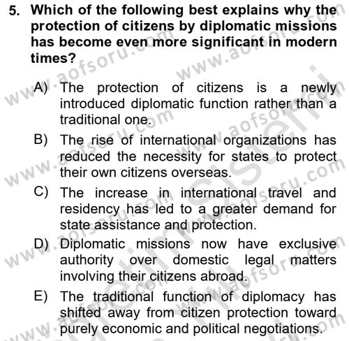 Diplomacy Dersi 2024 - 2025 Yılı (Vize) Ara Sınav Soruları 5. Soru