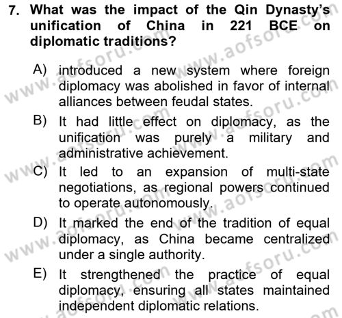 Diplomacy Dersi 2024 - 2025 Yılı (Vize) Ara Sınav Soruları 7. Soru